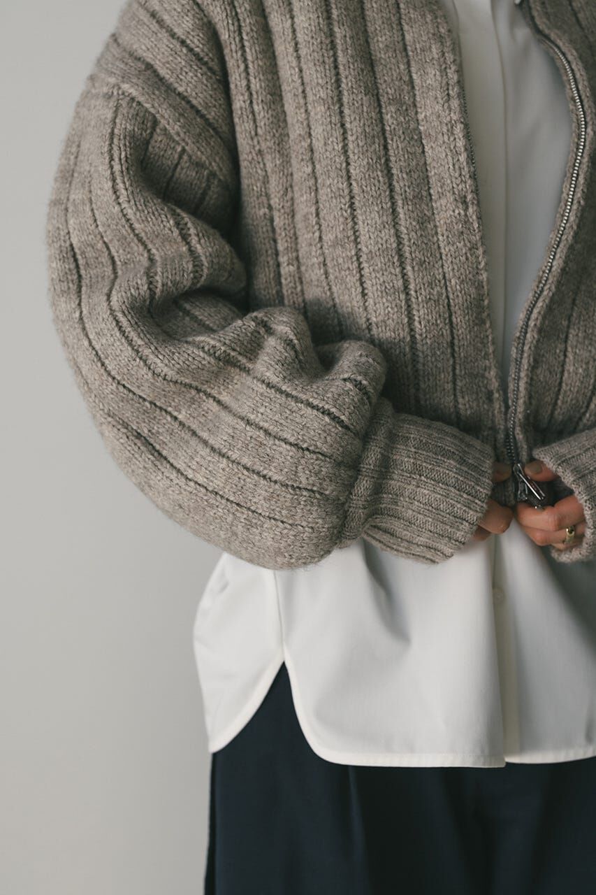 STYLEMIXER「パッファーニットジップカーデ」|カーディガン|