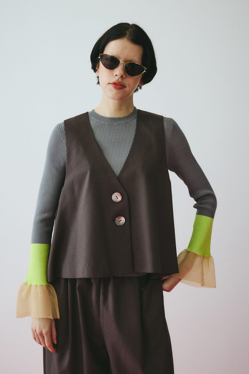 HeRIN.CYE「A line vest」|ダウンベスト・ベスト|BRN