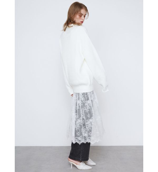 CALNAMUR「LACE&times;KNIT LONG CD/レース&times;ニットロングカーディガン」|カーディガン|