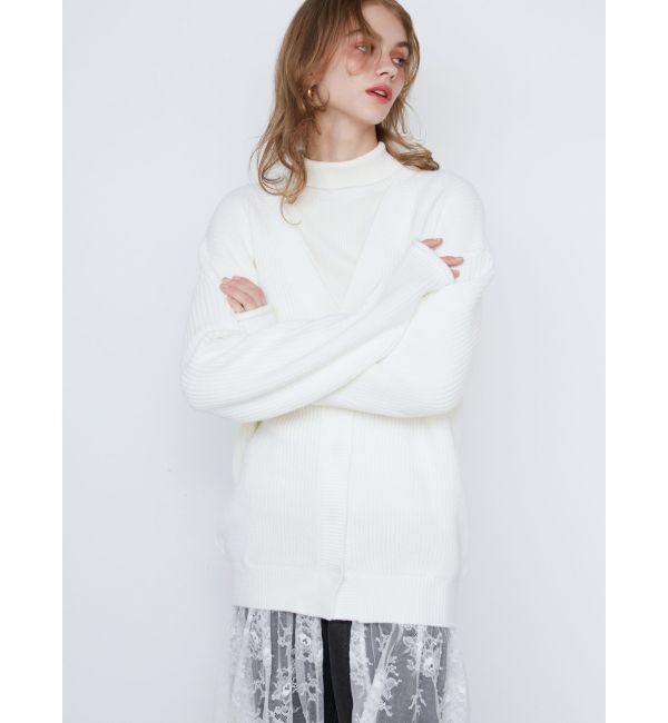 CALNAMUR「LACE&times;KNIT LONG CD/レース&times;ニットロングカーディガン」|カーディガン|