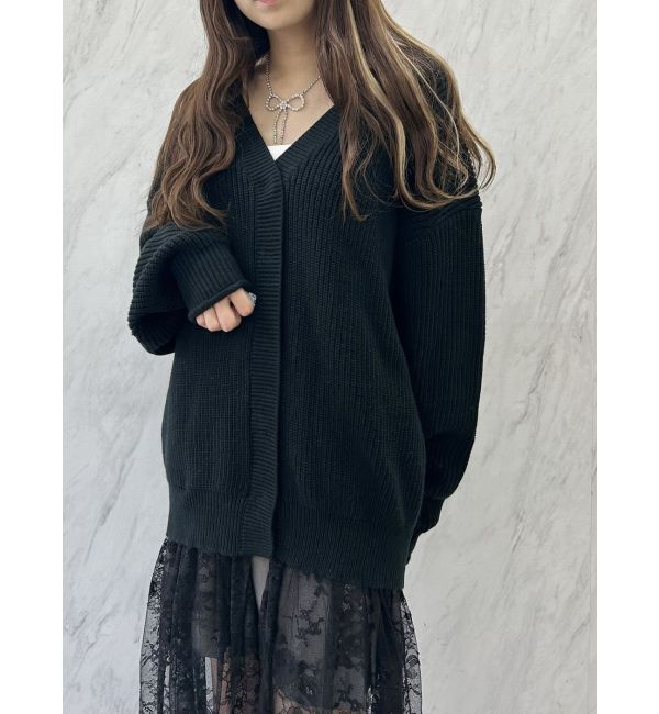 CALNAMUR「LACE&times;KNIT LONG CD/レース&times;ニットロングカーディガン」|カーディガン|