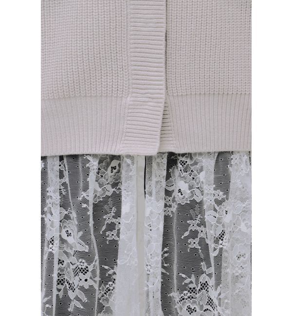CALNAMUR「LACE&times;KNIT LONG CD/レース&times;ニットロングカーディガン」|カーディガン|