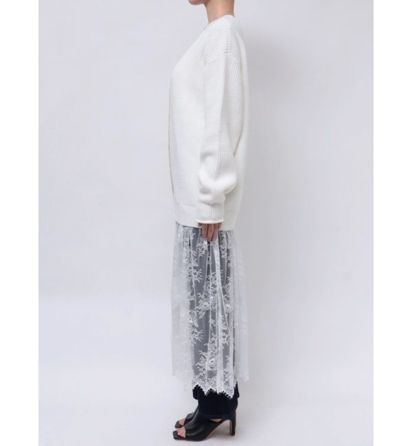 CALNAMUR「LACE&times;KNIT LONG CD/レース&times;ニットロングカーディガン」|カーディガン|