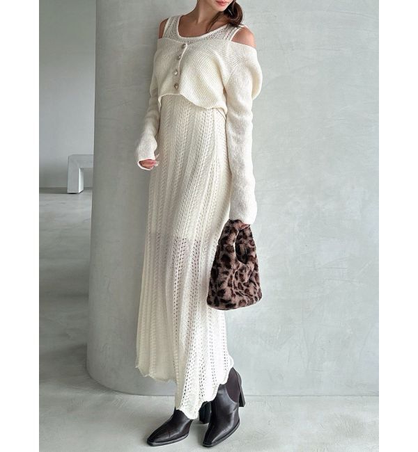 RESEXXY「アンサンブルレースニットワンピース」|ワンピース|アイボリー