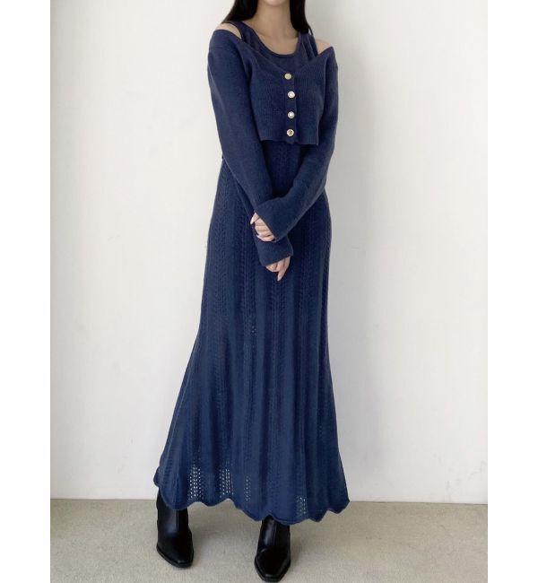 RESEXXY「アンサンブルレースニットワンピース」|ワンピース|ブルー