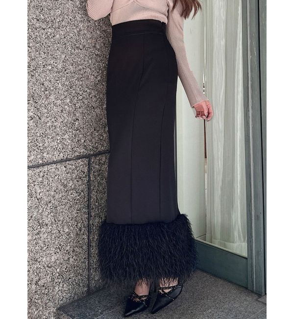 RESEXXY「フェイクファーナロースカート」|スカート|ブラック
