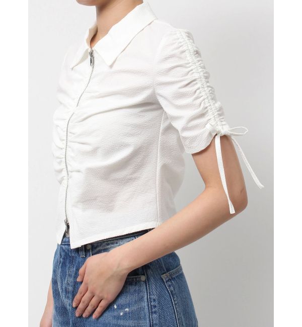 EMODA「ギャザージップシャツトップ」|Tシャツ・カットソー|