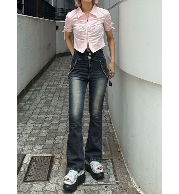 EMODA「ギャザージップシャツトップ」|Tシャツ・カットソー|