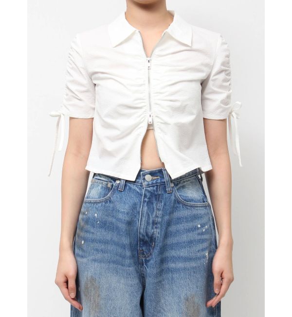 EMODA「ギャザージップシャツトップ」|Tシャツ・カットソー|