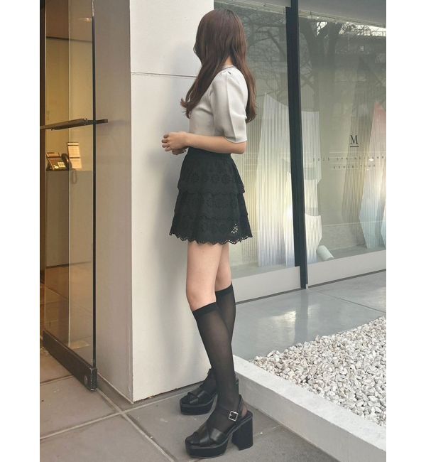 MERCURYDUO「スカラップレースティアードスカパン」|スカート|