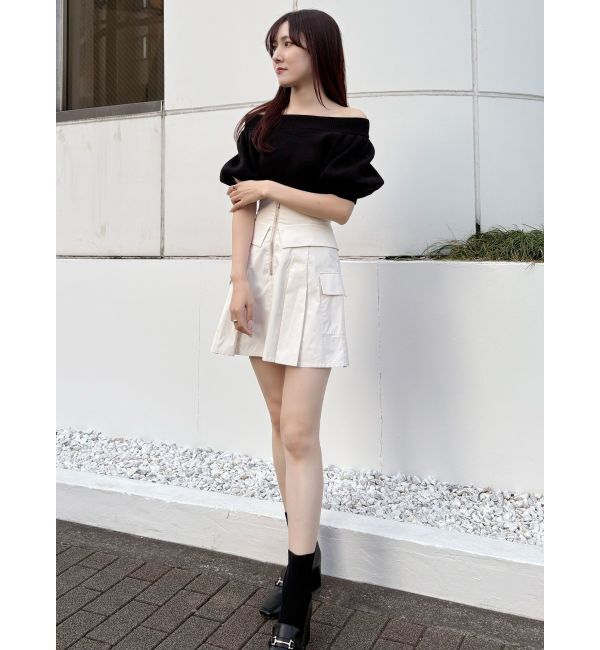 MERCURYDUO「クロップドオフショルダーニット」|ニット・セーター|