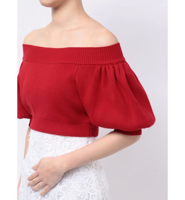 MERCURYDUO「クロップドオフショルダーニット」|ニット・セーター|