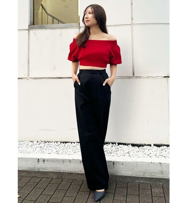 MERCURYDUO「クロップドオフショルダーニット」|ニット・セーター|