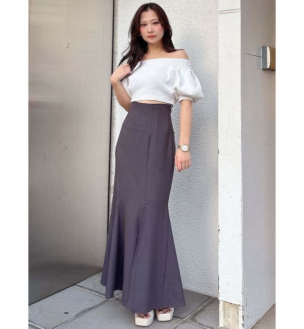 MERCURYDUO「クロップドオフショルダーニット」|ニット・セーター|