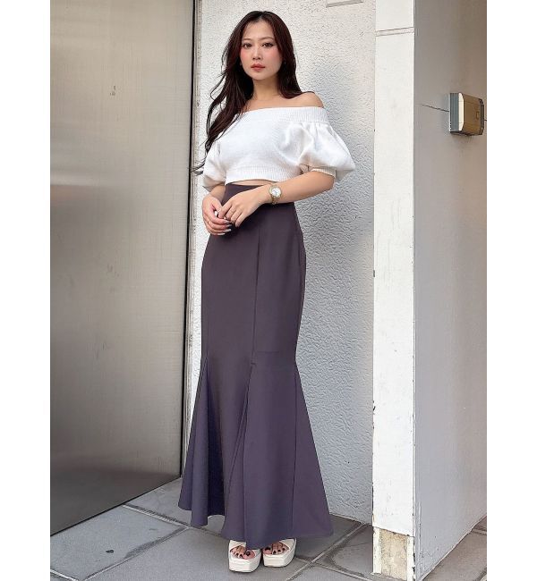 MERCURYDUO「クロップドオフショルダーニット」|ニット・セーター|