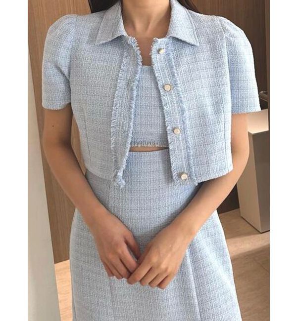 MERCURYDUO「ハーフスリーブツイードフィットジャケット」|その他|