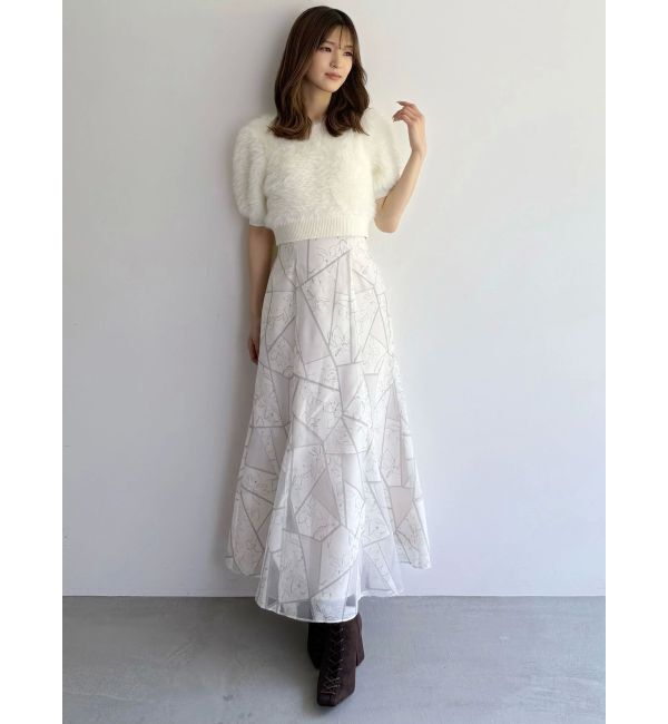 MERCURYDUO「ファーライクシャギークロップドパフニット」|ニット・セーター|