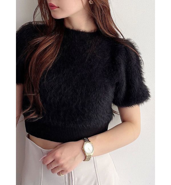 MERCURYDUO「ファーライクシャギークロップドパフニット」|ニット・セーター|