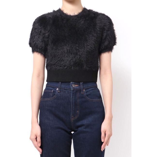MERCURYDUO「ファーライクシャギークロップドパフニット」|ニット・セーター|