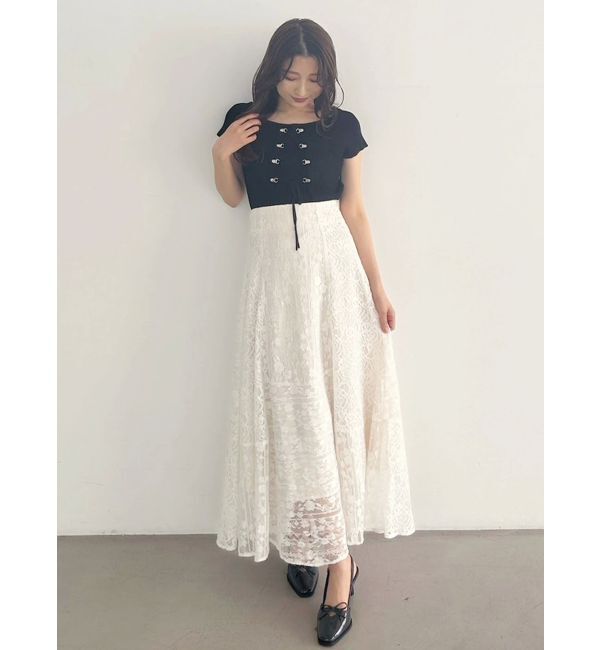 MERCURYDUO「レースパッチワークフレアスカート」|スカート|