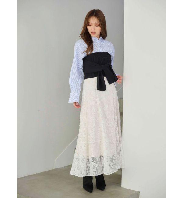 MERCURYDUO「レースパッチワークフレアスカート」|スカート|