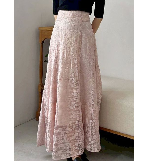 MERCURYDUO「レースパッチワークフレアスカート」|スカート|ピンク