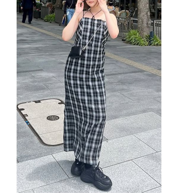 MURUA「2WAYチェックキャミワンピース」|ワンピース|ブラック