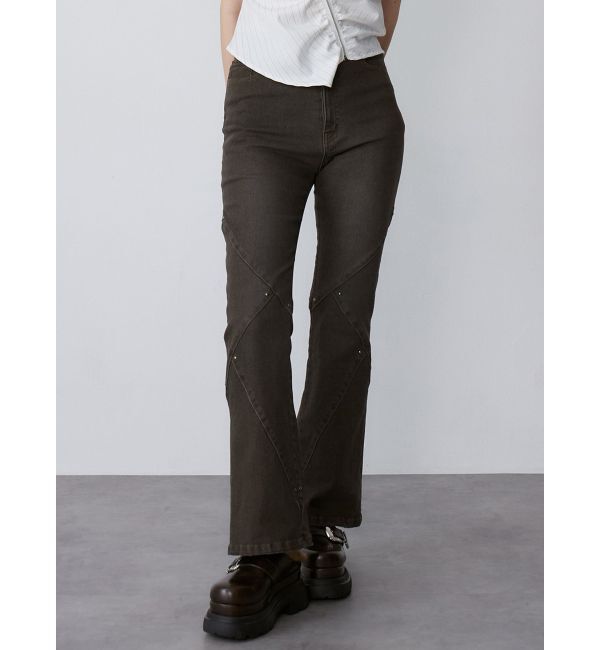 MURUA「スウィッチングスタッズデニム」|デニム|ブラウン