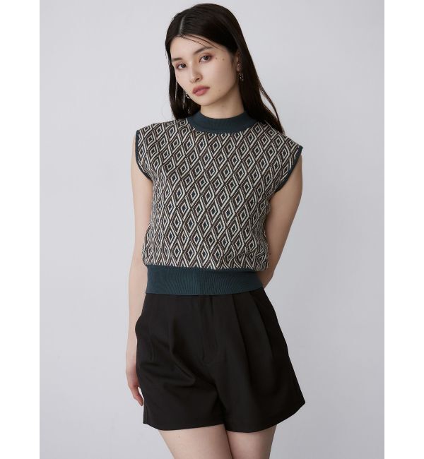 MURUA「ジオメトリックフレンチスリーブニットタンク」|ニット・セーター|