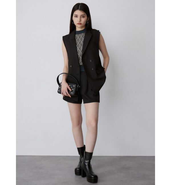 MURUA「ジオメトリックフレンチスリーブニットタンク」|ニット・セーター|