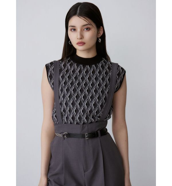 MURUA「ジオメトリックフレンチスリーブニットタンク」|ニット・セーター|