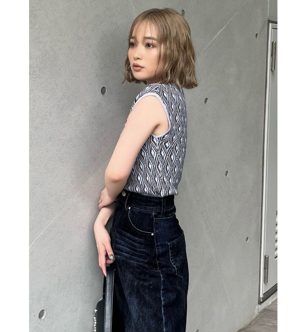 MURUA「ジオメトリックフレンチスリーブニットタンク」|ニット・セーター|