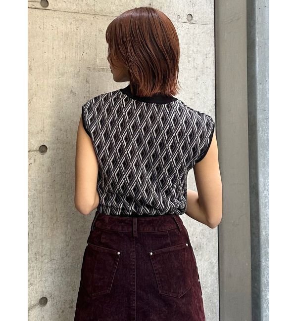 MURUA「ジオメトリックフレンチスリーブニットタンク」|ニット・セーター|
