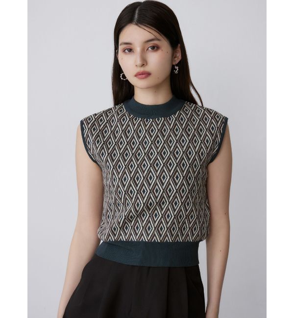 MURUA「ジオメトリックフレンチスリーブニットタンク」|ニット・セーター|