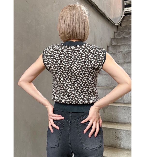 MURUA「ジオメトリックフレンチスリーブニットタンク」|ニット・セーター|