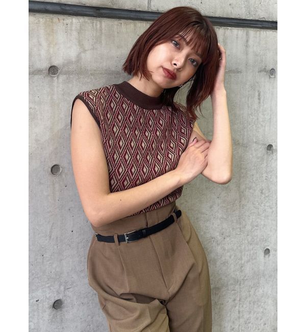 MURUA「ジオメトリックフレンチスリーブニットタンク」|ニット・セーター|