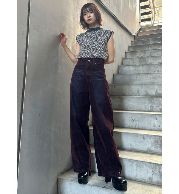 MURUA「ジオメトリックフレンチスリーブニットタンク」|ニット・セーター|