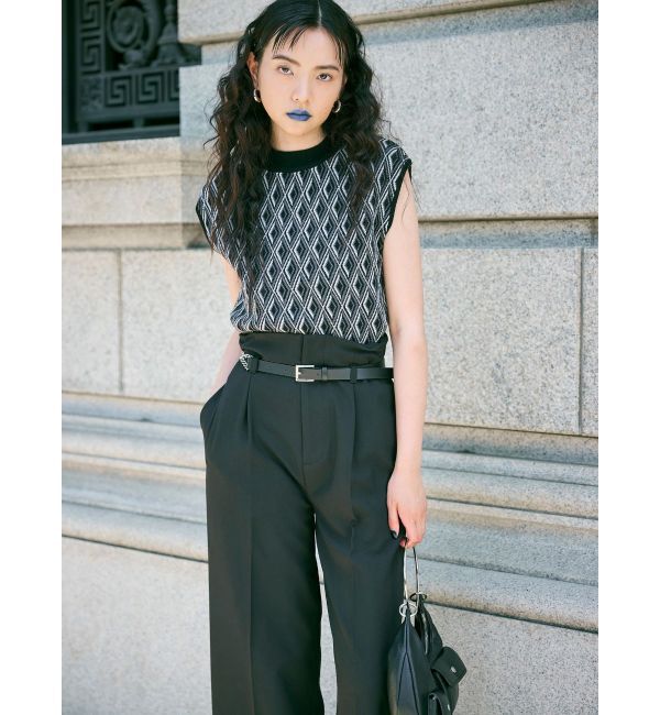 MURUA「ジオメトリックフレンチスリーブニットタンク」|ニット・セーター|