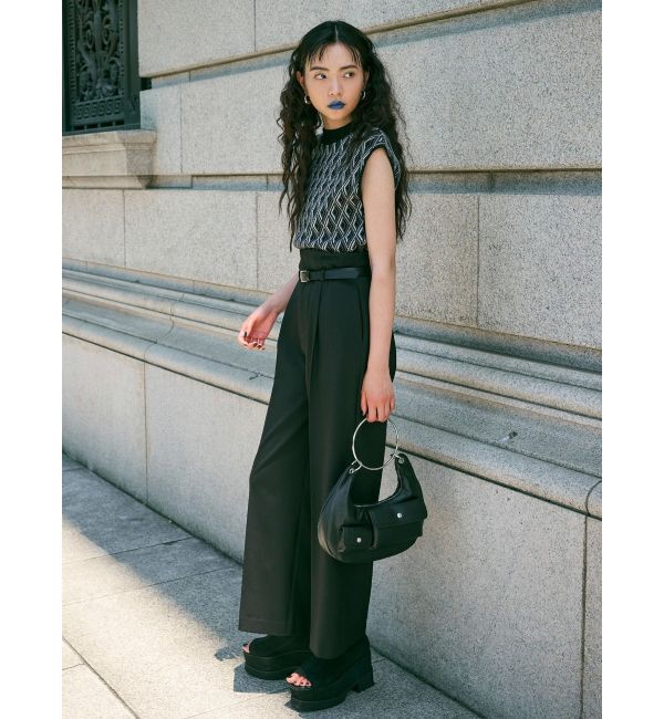 MURUA「ジオメトリックフレンチスリーブニットタンク」|ニット・セーター|