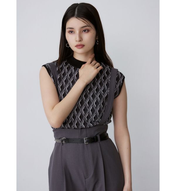 MURUA「ジオメトリックフレンチスリーブニットタンク」|ニット・セーター|