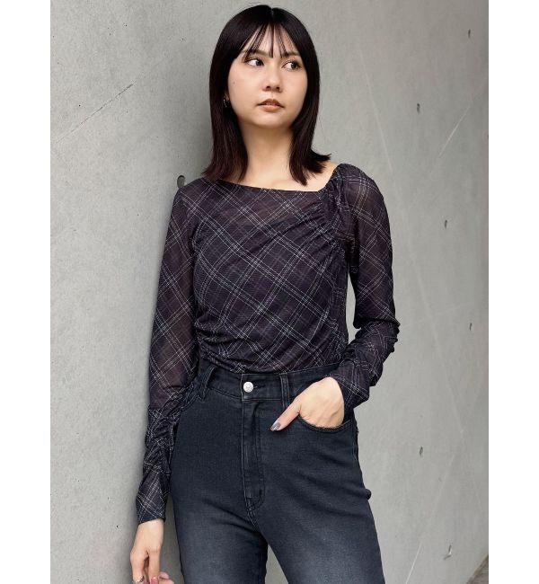 MURUA「チェックシアートップス」|Tシャツ・カットソー|