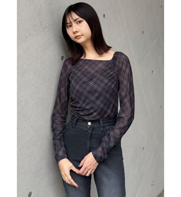 MURUA「チェックシアートップス」|Tシャツ・カットソー|