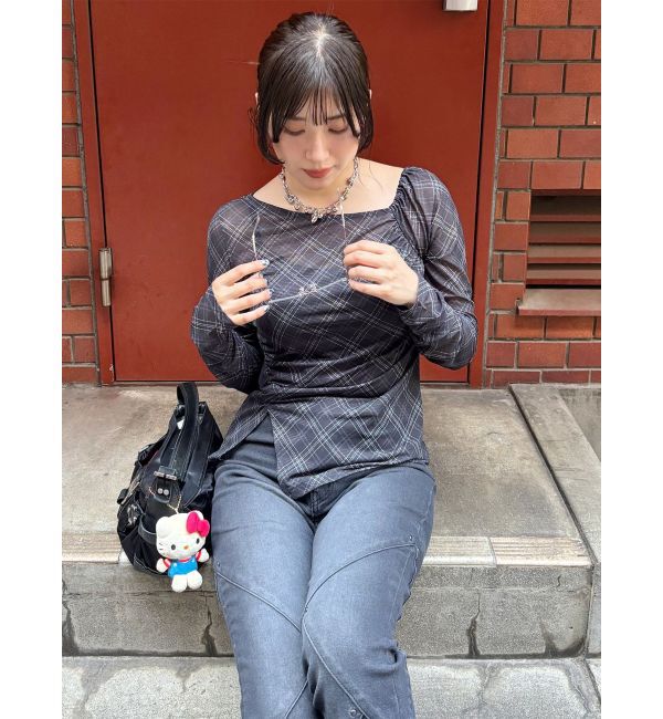 MURUA「チェックシアートップス」|Tシャツ・カットソー|