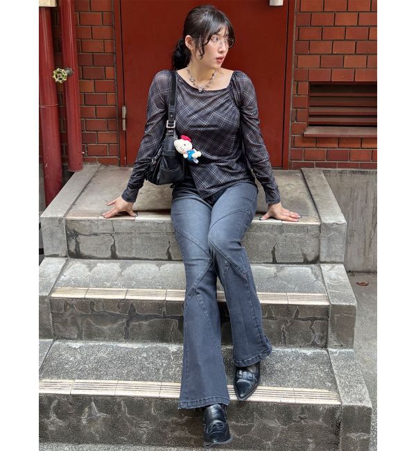 MURUA「チェックシアートップス」|Tシャツ・カットソー|