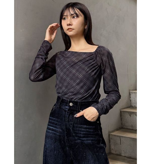 MURUA「チェックシアートップス」|Tシャツ・カットソー|