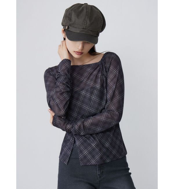 MURUA「チェックシアートップス」|Tシャツ・カットソー|