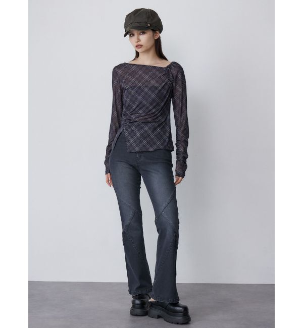 MURUA「チェックシアートップス」|Tシャツ・カットソー|