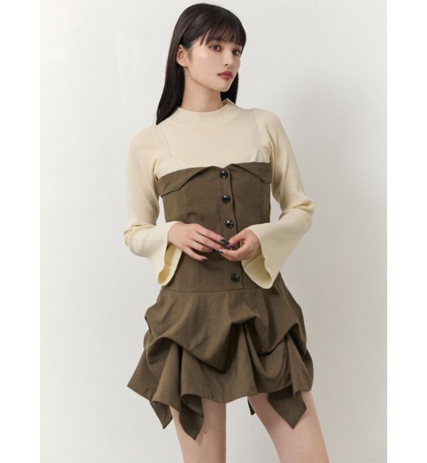 MURUA「タックバルーンミニジャンスカ」|ジャンパースカート|