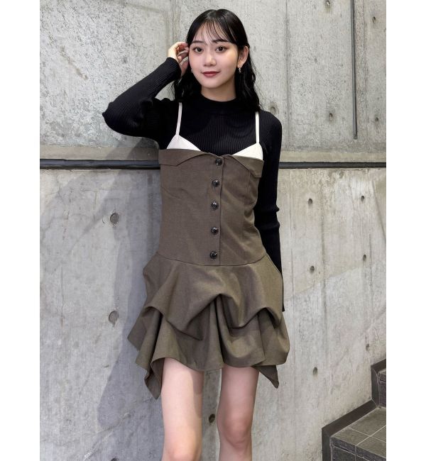 MURUA「タックバルーンミニジャンスカ」|ジャンパースカート|