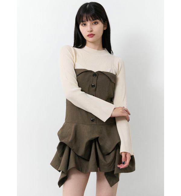 MURUA「タックバルーンミニジャンスカ」|ジャンパースカート|